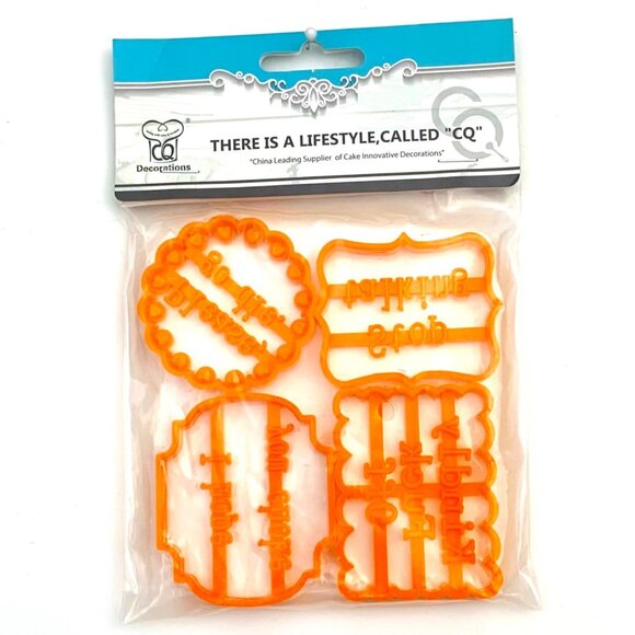 CQ House Wares Sarcastic Sassy 4 pc Plastic Cookie Cutters Molds Orange - Picture 3 of 7